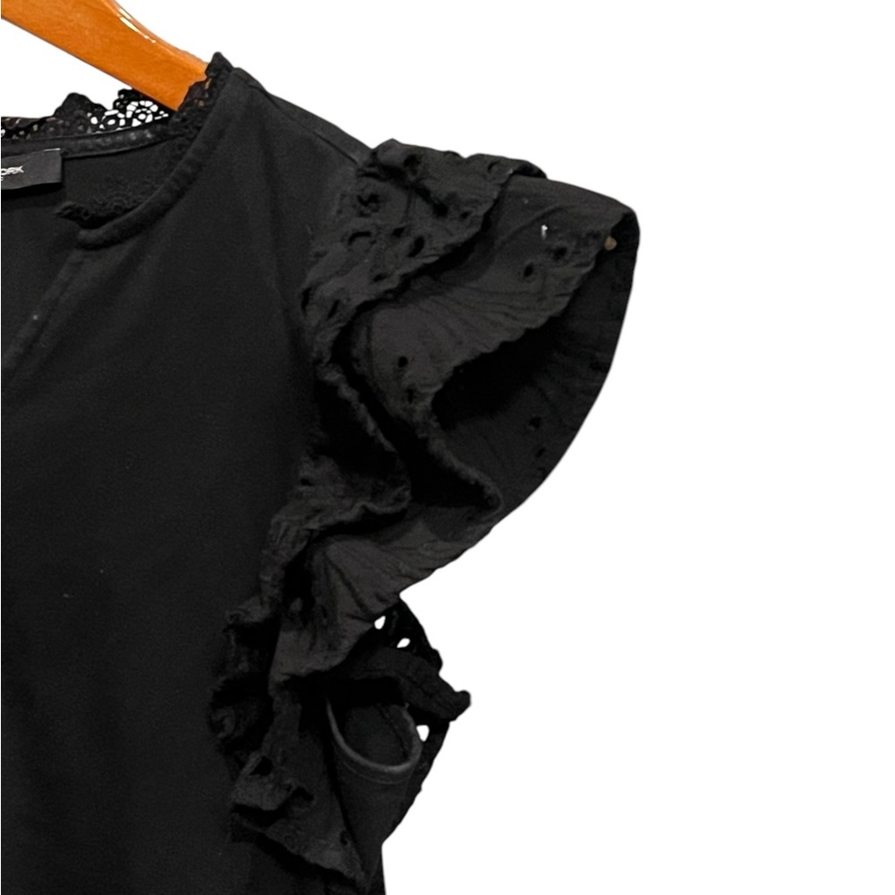 Black Ruffled Sleeve Top - Picture 7 of 11